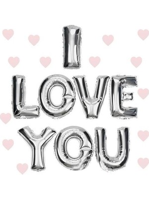 Zenvia I Love You Folyo Balon Gümüş Renk 35 cm
