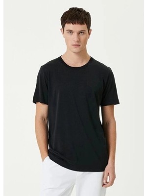 Zenvia Erkek Düz Tişört Bisiklet Yaka Regular Fit Yazlık Kısa Kol T-Shirt - Siyah