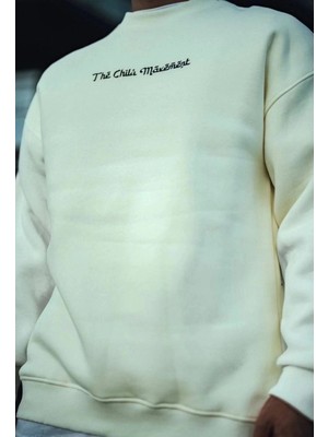 Zenvia Erkek 3 Iplik Pamuklu Bisiklet Yaka Baskılı Sweatshirt - Beyaz