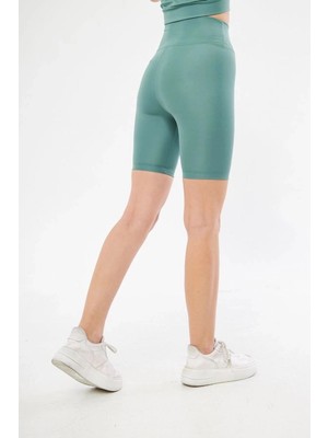 Zenvia Yüksek Bel Biker Sporcu Şort - Mint Yeşili