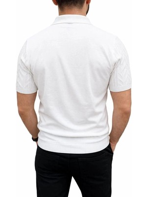 Zenvia Erkek Yazlık Triko Tişört Kısa Kol Polo Yaka Düğmeli T-Shirt - Beyaz
