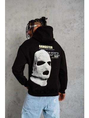 Zenvia Erkek Baskılı Kapüşonlu 3 Iplik Pamuklu Hoodie Sweatshirt - Siyah