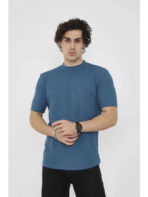 Zenvia Erkek Yazlık Tişört Bisiklet Yaka T-Shirt- Turkuaz