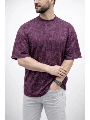 Zenvia Erkek Premium Tişört Osy Yumuşak Dokulu Yıkamalı Oversize T-Shirt - Bordo