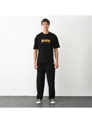 Zenvia Erkek Baskılı T-Shirt Kısa Kol Bisiklet Yaka Regular Fit Rahat Kalıp Günlük Tişört - Siyah