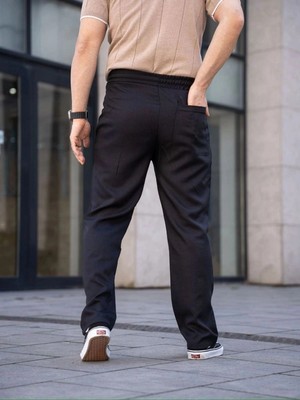 Zenvia Erkek Keten Cepli Çıma Dikişli Jogger Buggy Pantalon Rahat Kalıp - Siyah