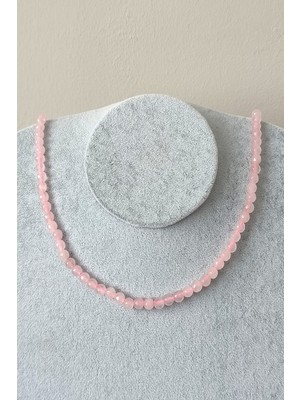 c-bhadu naturel 6 mm Pembe Kuvars Doğaltaş Kolye