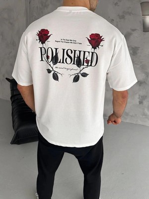 Zenvia Erkek Kısa Kol Yazlık Tişört Bisiklet Yaka Baskılı Oversize T-Shirt - Beyaz