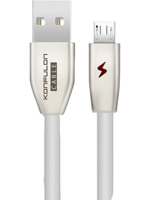 Zenvia S53 LED Işıklı Micro USB Kablo 1m 3A - Beyaz