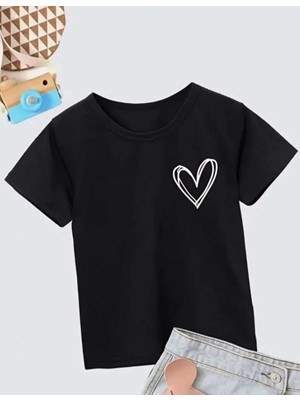 Zenvia Kız Çocuk Bisiklet Yaka Baskılı T-Shirt - Siyah