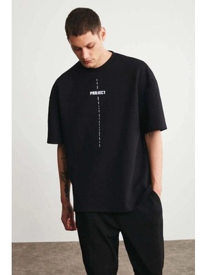 Zenvia Erkek Baskılı T-Shirt Kısa Kol Bisiklet Yaka Regular Fit Rahat Kalıp Tişört - Siyah