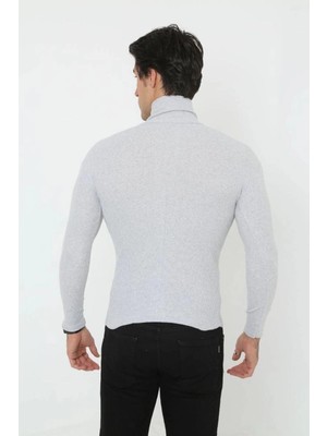 Zenvia Erkek Fitilli Kaşkorse Kumaş Boğazlı Full Likralı Slimfit Body - Gri
