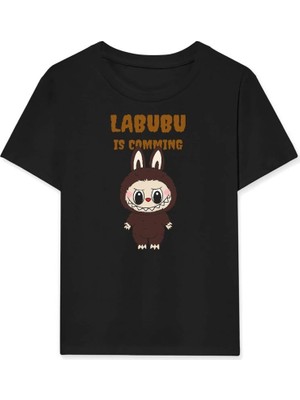 Zenvia Kız Labubu Çocuk Baskılı T-Shirt - Siyah