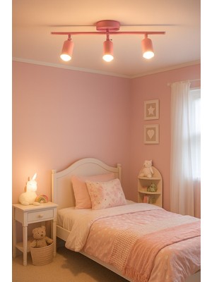 UltraMint Şık 3'lü Pembe LED Spot Avize, Modern Tasarım, Salon, Mutfak ve Banyo Için