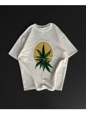 Zenvia Erkek Kısa Kol Yazlık Tişört Bisiklet Yaka Baskılı Oversize T-Shirt - Beyaz