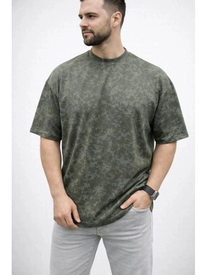 Zenvia Erkek Premium Tişört Osy Yumuşak Dokulu Yıkamalı Oversize T-Shirt - Haki