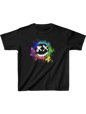 Zenvia Unisex Çocuk Baskılı T-Shirt - Siyah