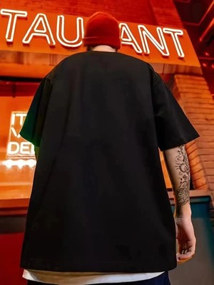 Zenvia Erkek Kısa Kol Yazlık Tişört Bisiklet Yaka Kart Baskılı T-Shirt - Siyah