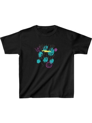 Zenvia Unisex Çocuk Baskılı T-Shirt - Siyah