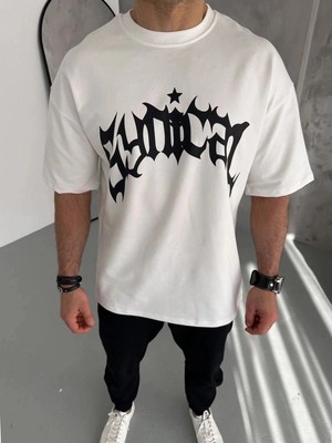 Zenvia Erkek Tişört Bisiklet Yaka Baskılı Kısa Kol T-Shirt - Beyaz