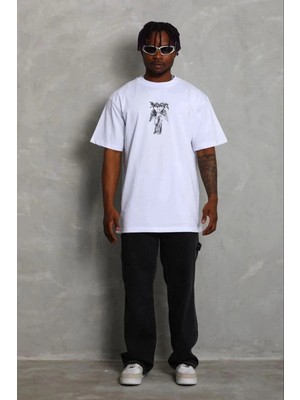 Zenvia Erkek Baskılı T-Shirt Kısa Kol Bisiklet Yaka Regular Fit Tişört - Beyaz