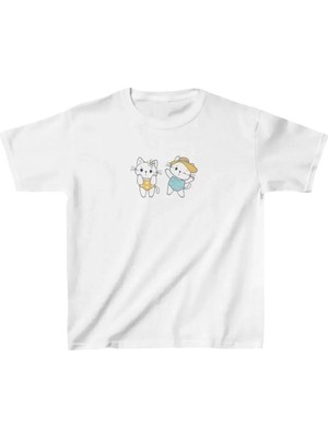 Zenvia Unisex Çocuk Baskılı T-Shirt - Beyaz
