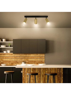 Riolight Riolıght Modern Hareketli Mat Gold Mat Altın Başlık 3XGU10 Duylu LED Spot Avize(Ampül Dahil)