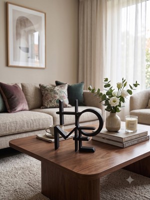 Pilovestik Dekoratif Siyah Home Yazısı Ev Aksesuarı - Modern Masaüstü Obje Biblo (16 Cm)