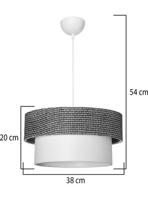 UltraMint Şık Siyah ve Beyaz Desenli Mini Sarkıt, 38-30 Cm, Modern Dekorasyon Için