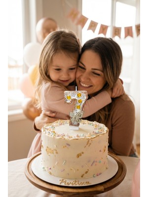 Partixa Gold Kelebek Detaylı Taşlı Rakam Mum Doğum Günü Pasta Süsü