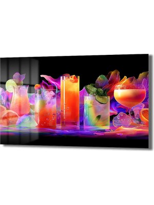 GLAZELLA Neon Kokteyller: Canlı Renkler Modern Temperli Cam Tablo