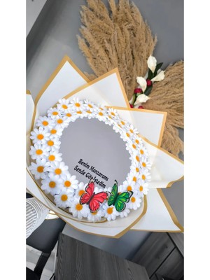 Hayalince Modern Beyaz Papatya Buketi Kumaş Plastik Materyal ile Uzun Ömürlü Solmayan Çiçek