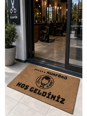 Valerine Life Erkek Kuaförü Berber Coco Hoş Geldiniz Işyeri Koko Kapı Önü Paspası 50X90CM Kişiye Firmaya Özel