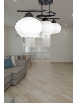 UltraMint Modern Siyah Camlı 3’lü Avize, Salon, Mutfak ve Yatak Odası Için Şık Aydınlatma