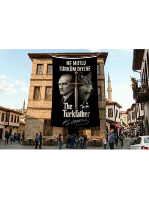 Punto Dizayn Ne Mutlu Türküm Diyene Atatürk Bozkurt Kılıç Poster Bayrak Premium Raşel Kumaş ATA83