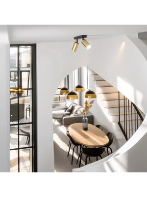 Riolight Riolıght Modern Hareketli Mat Gold Mat Altın Başlık 2XGU10 Duylu LED Spot Avize(Ampül Dahil)