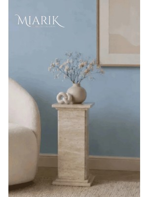 Miarik Design Violet-Mermer I Model Camlı Yan Sehpa