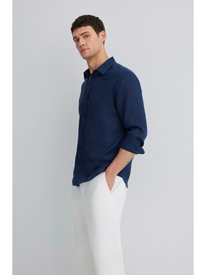 Pierre Cardin Mavilacivert Erkek Dar Gömlek M0211466 70497 Uzun Kol Gömlek