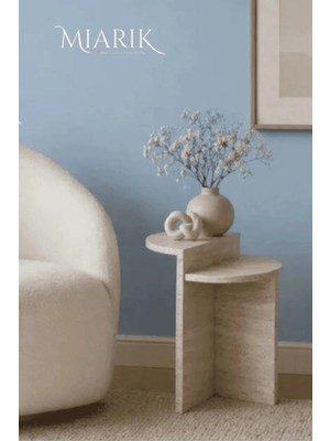 Miarik Design Selena -Mermer Kademeli Yan Sehpa