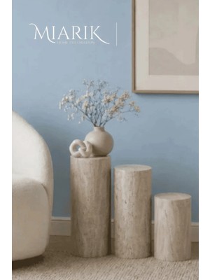 Miarik Design Giantince-Traverten 3'lü Silindir Sütun