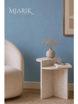 Miarik Design Traverten Yuvarlak Zaho Mermer Yan Sehpa , Masa , Orta Sehpa , Zigon