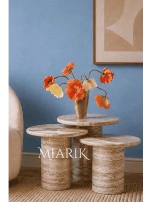 Miarik Design Traverten Mermer Yan Sehpa , Masa , Orta Sehpa , Zigon