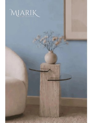 Miarik Design Traverten Mermer Della Yan Sehpa , Masa , Orta Sehpa , Zigon