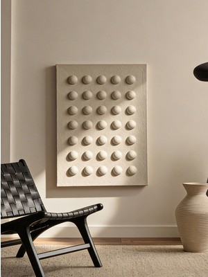 Misinko Fylon Dekoratif Dokulu Tablo | 3D Kabartmalı Modern Bej Duvar Dekoru (50X70 Cm)