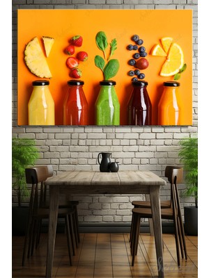 Şehzat Yatay Kanvas Duvar Tablosu Tekli Kafe Juice Bar Mutfak Detoks Meyve Suyu Smoothie Sağlık Diyet