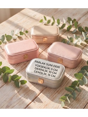 Meya Design Lüks Görünümlü Takı ve Mücevher Çantası – Seyahat Boy Parlak Deri Takı Kutusu