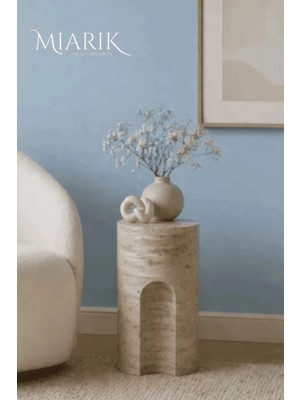 Miarik Design Traverten Mermer Cham Yan Sehpa , Masa , Orta Sehpa , Zigon