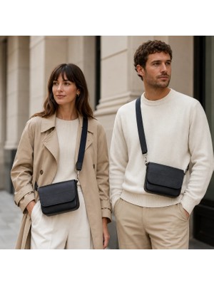 Oh Deer Leather Hakiki Deri Omuz Çantası – Günlük Şık Çapraz Çanta - Siyah