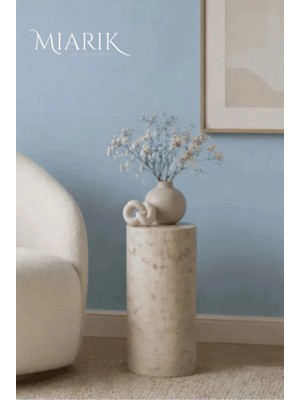 Miarik Design Ivy-Mermer I Model Camlı Yan Sehpa