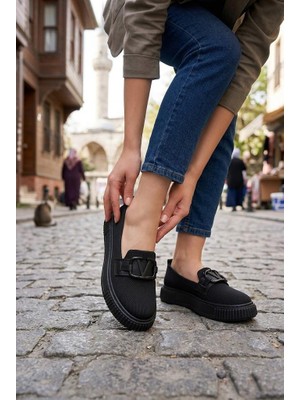 Fort Ventes 346411 Rahat Toka Aksesuarlı Triko Loafer Kadın Ayakkabı